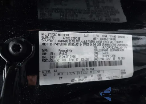 2017 Ford Focus S from USA, damaged, VIN 1FADP3E27HL201371